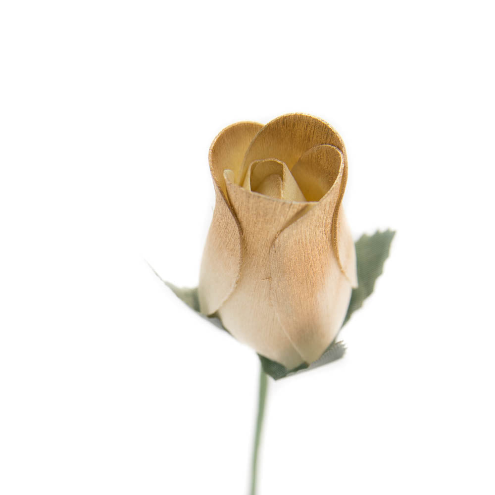 White/Gold Closed Bud Roses 8-Pack - The Original Wooden Rose