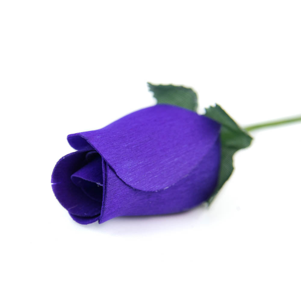 Dark Purple Closed Bud Roses 8-Pack - The Original Wooden Rose