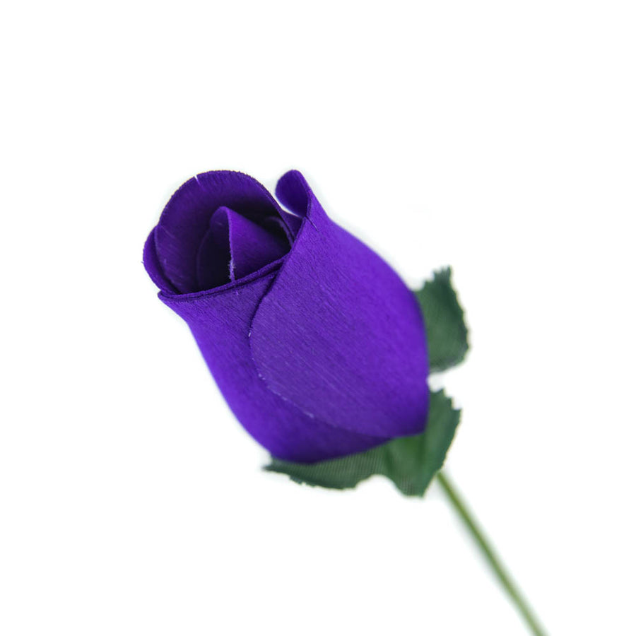 Dark Purple Closed Bud Roses 8-Pack - The Original Wooden Rose