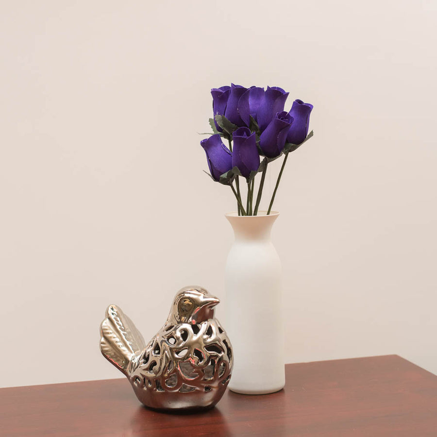 Dark Purple Closed Bud Roses 8-Pack - The Original Wooden Rose