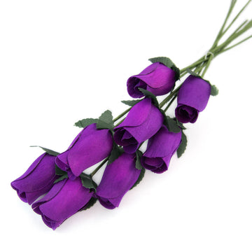 Violet Closed Bud Roses 8-Pack - The Original Wooden Rose
