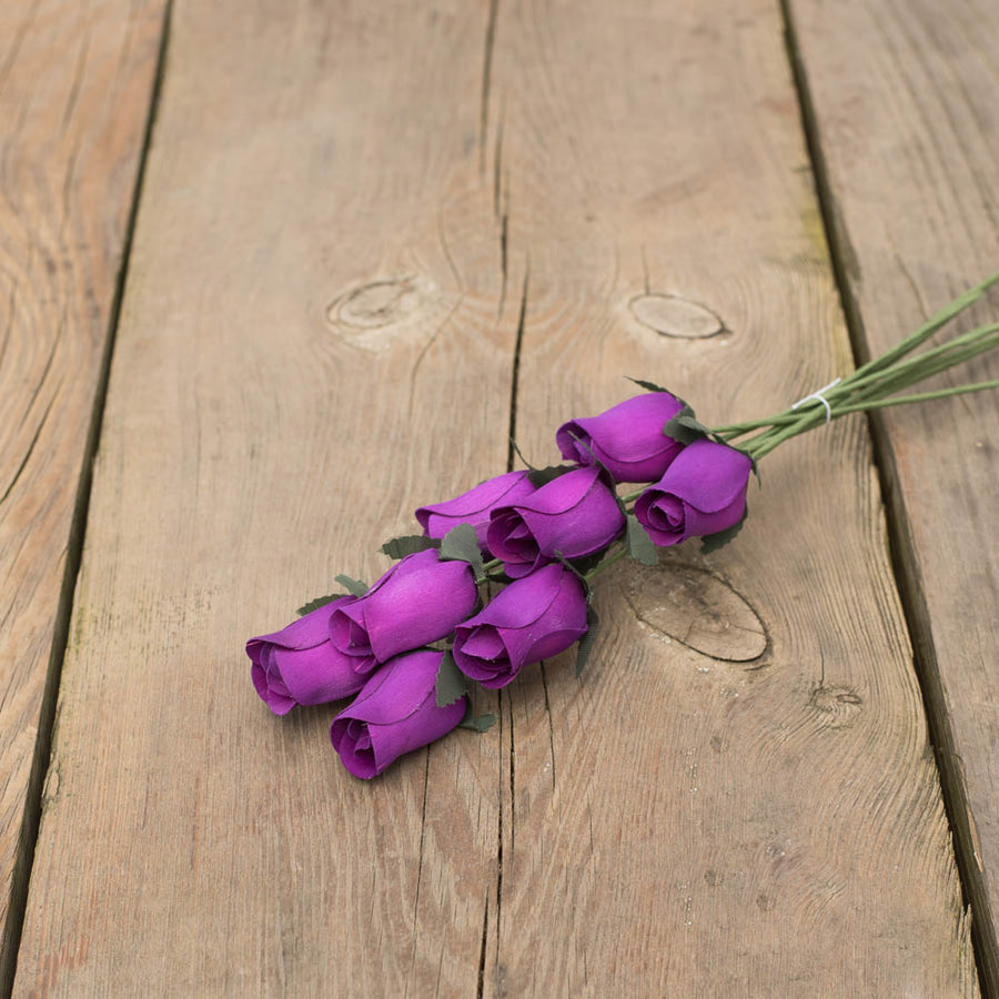 Violet Closed Bud Roses 8-Pack - The Original Wooden Rose