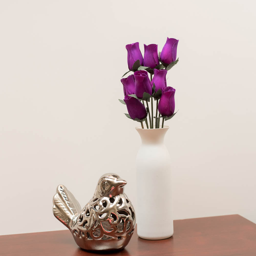 Violet Closed Bud Roses 8-Pack - The Original Wooden Rose