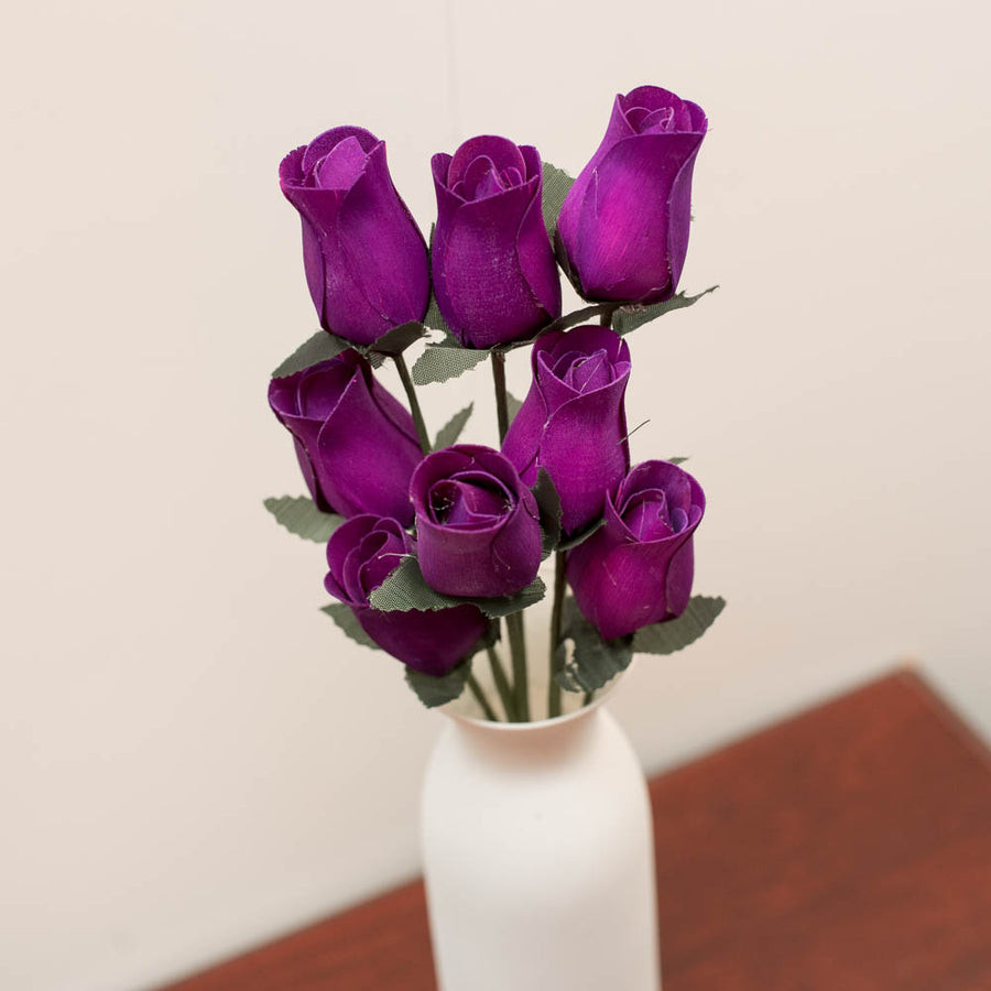 Violet Closed Bud Roses 8-Pack - The Original Wooden Rose