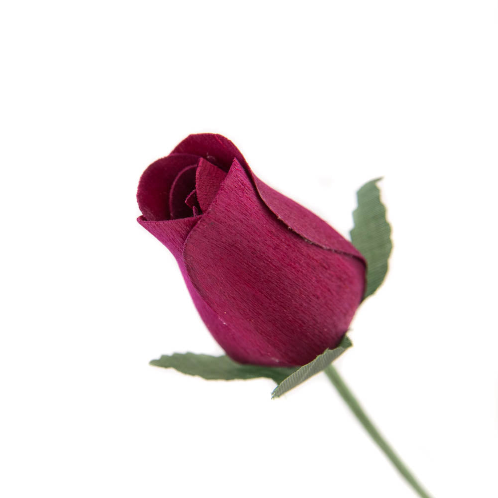 Dark Burgundy Closed Bud Roses 8-Pack - The Original Wooden Rose