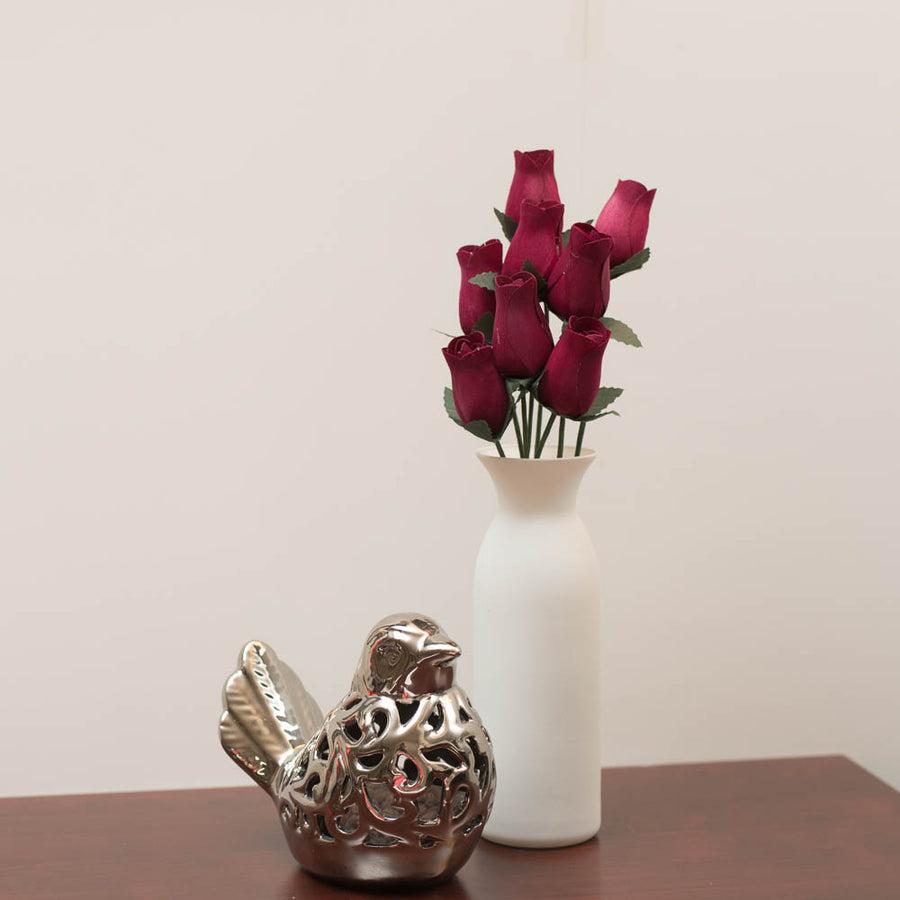 Dark Burgundy Closed Bud Roses 8-Pack - The Original Wooden Rose