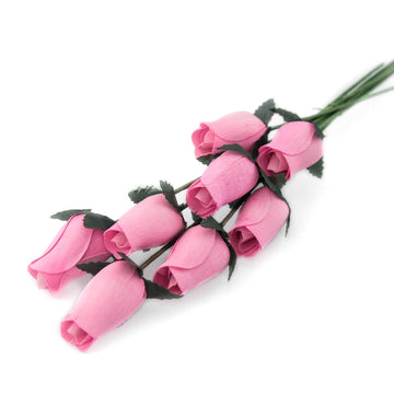 Light Pink Closed Bud Roses 8-Pack - The Original Wooden Rose