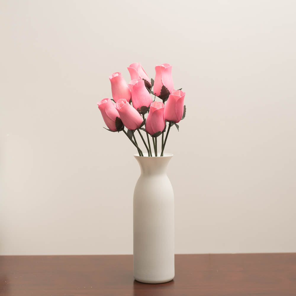 Light Pink Closed Bud Roses 8-Pack - The Original Wooden Rose