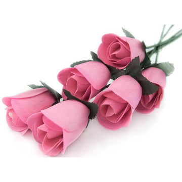 Pink Half Open Roses 6-Pack - The Original Wooden Rose