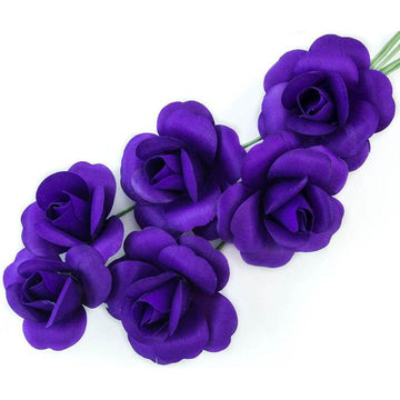 Purple Fully Open Roses 6-Pack - The Original Wooden Rose