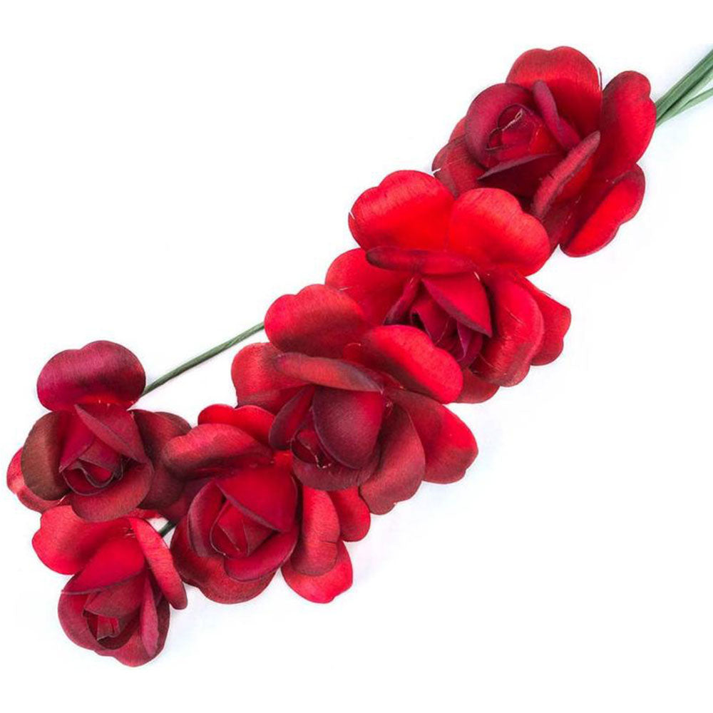 Red/Black Fully Open Roses 6-Pack – The Original Wooden Rose
