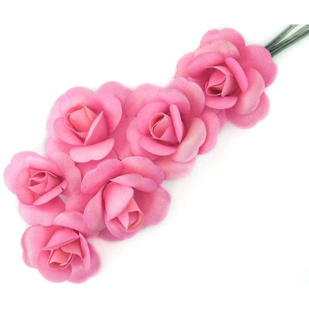 Pink Fully Open Roses 6-Pack – The Original Wooden Rose