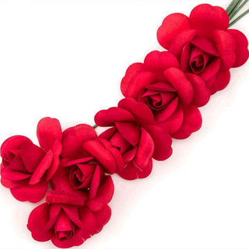 Red Fully Open Roses 6-Pack - The Original Wooden Rose