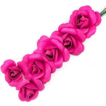 Hot Pink Fully Open Roses 6-Pack - The Original Wooden Rose