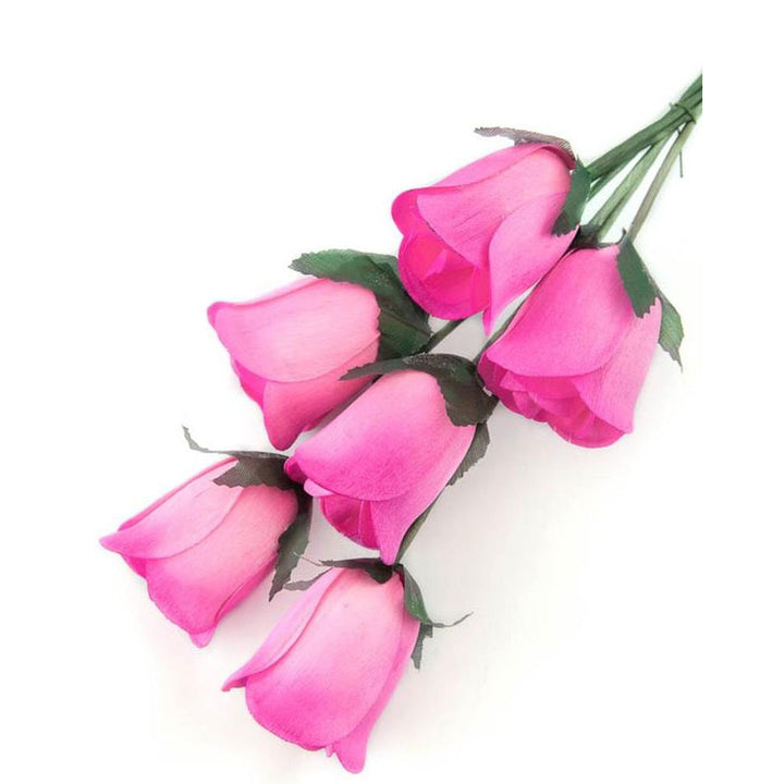 Pink/Hot Pink Half Open Roses 6-Pack - The Original Wooden Rose