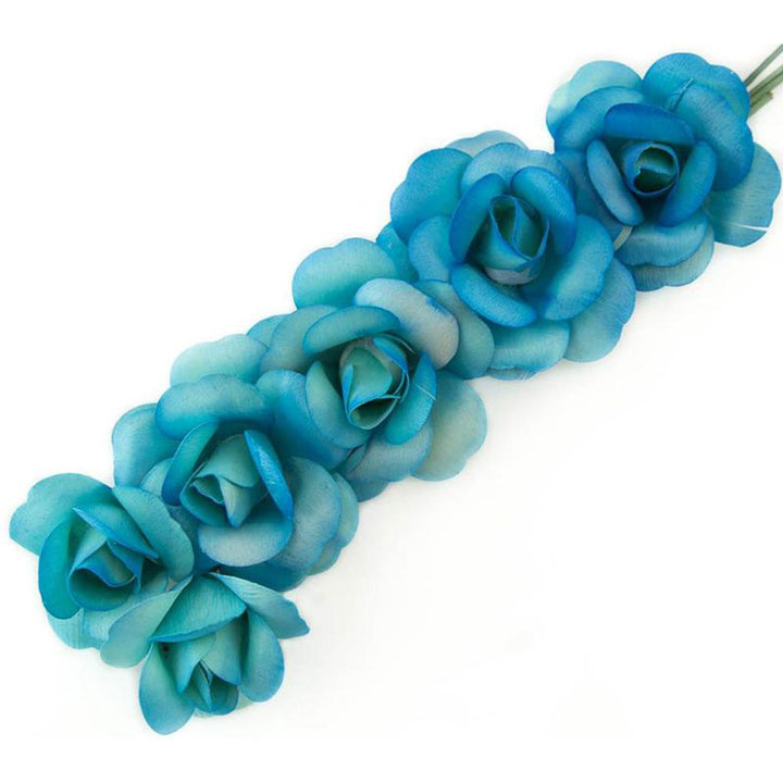 Blue/Dark Blue Fully Open Roses 6-Pack - The Original Wooden Rose