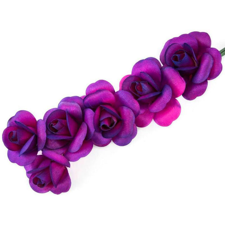 Hot Pink/Purple Fully Open Roses 6-Pack - The Original Wooden Rose