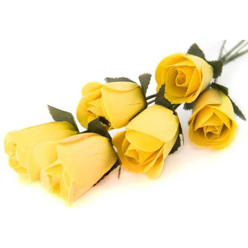 Yellow Half Open Roses 6-Pack - The Original Wooden Rose