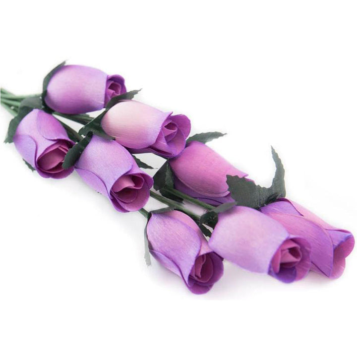 Lavender Closed Bud Roses 8-Pack - The Original Wooden Rose